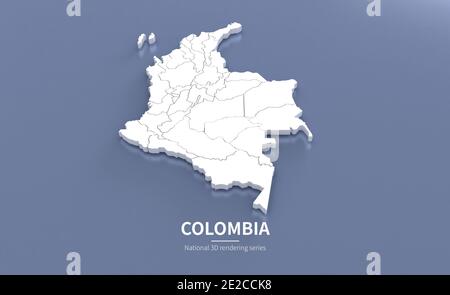 Colombia Mappa. rendering 3d delle mappe dei paesi. Foto Stock