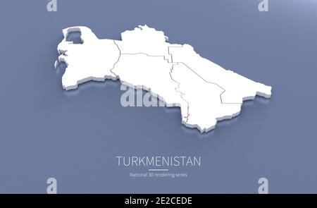 Turkmenistan Mappa. rendering 3d delle mappe dei paesi. Foto Stock