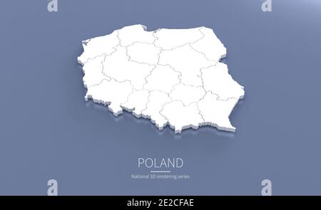 Polonia Mappa. rendering 3d delle mappe dei paesi. Foto Stock