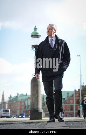 Esclusivo - il ministro francese dell'Agricoltura Bruno le Maire è stato ritratto a Copenaghen durante un viaggio in Danimarca il 12 ottobre 2011. Foto di Nicolas Gouhier/ABACAPRESS.COM Foto Stock