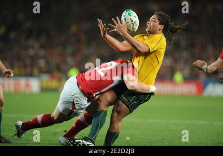 L'Australia sconfigge il Galles dal 21 al 18 durante la medaglia di bronzo della Coppa del mondo di Rugby 2011 all'Eden Park di Auckland, Nuova Zelanda, il 21 ottobre 2011. Foto di Lionel Hahn/ABACAPRESS.COM Foto Stock