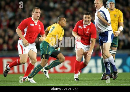 L'Australia sconfigge il Galles dal 21 al 18 durante la medaglia di bronzo della Coppa del mondo di Rugby 2011 all'Eden Park di Auckland, Nuova Zelanda, il 21 ottobre 2011. Foto di Lionel Hahn/ABACAPRESS.COM Foto Stock