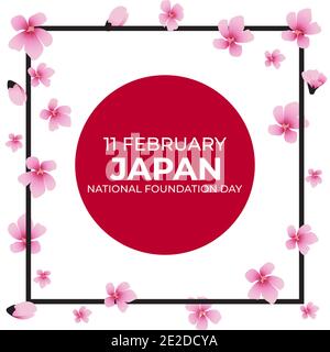 Japan Nation Foundation Day background with Saqara Flowers. 11 febbraio. Illustrazione Foto Stock