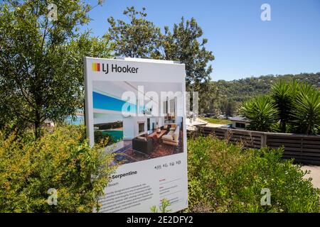 Sydney Waterfront casa in vendita con vista sulla spiaggia di Bilgola a Sydney northern Beaches, NSW, Australia Foto Stock