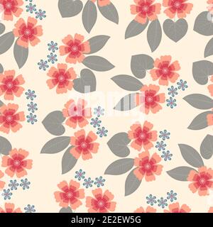 Decorativo trendy vettore senza giunture floreali ditsy modello. Eleganti fiori e foglie che si ripetono per la stampa e tessuti Illustrazione Vettoriale