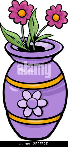 Illustrazione cartoon di vaso con fiori oggetto clip art Illustrazione Vettoriale