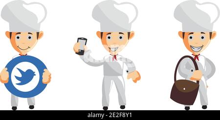 Creazione di personaggi Chef Illustrazione modello posa Illustrazione Vettoriale