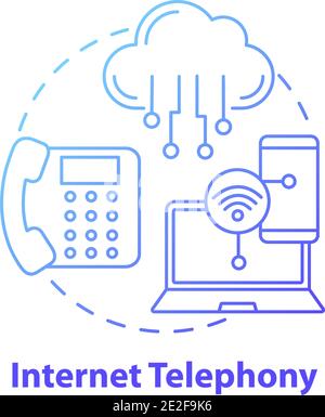 Icona del concetto di telefonia Internet Illustrazione Vettoriale