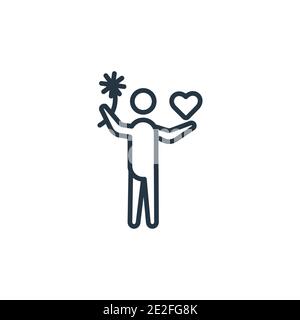 Icona del vettore di contorno umano amato. Sottile linea nera amava icona umana, vettore piatto semplice elemento illustrazione da sentimenti modificabili concetto isolato su Illustrazione Vettoriale