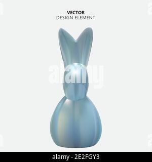 Statuetta del coniglio di pasqua 3d realistica. Illustrazione vettoriale dell'elemento di progettazione. Illustrazione Vettoriale