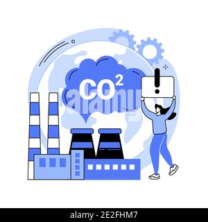 Illustrazione vettoriale del concetto astratto delle emissioni globali di CO2. Illustrazione Vettoriale