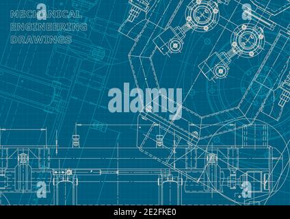 Sistemi di progettazione assistita da computer. Blueprint, schema, piano, schizzo. Tecnico. Stile aziendale Illustrazione Vettoriale