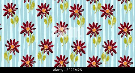 Ripetizione originale senza giunture. Striscia colorata lunga. Disegno vettoriale astratto a mano con strisce di vernici acriliche e pennelli Illustrazione Vettoriale