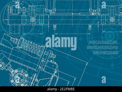 Sistemi di progettazione assistita da computer. Illustrazioni tecniche, sfondo. Stile aziendale Illustrazione Vettoriale