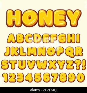Alfabeto Letter con numeri Cartoon Sweet Honey Style Illustrazione Vettoriale