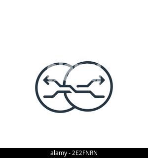 Icona del vettore di contorno dei grafici di Unione. Icona di Unione di grafici neri a linea sottile, semplice illustrazione di elementi vettoriali dal concetto di analisi modificabile isolato Illustrazione Vettoriale