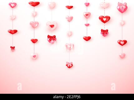 Garland da cuori rosa e rosso. Buon San Valentino. Illustrazione vettoriale Illustrazione Vettoriale