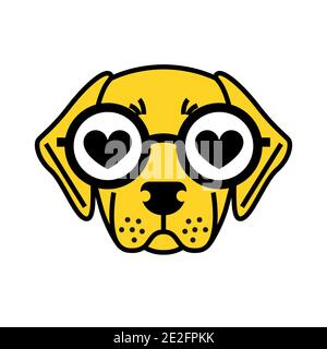 Labrador Retriever in occhiali isolati su bianco Illustrazione Vettoriale