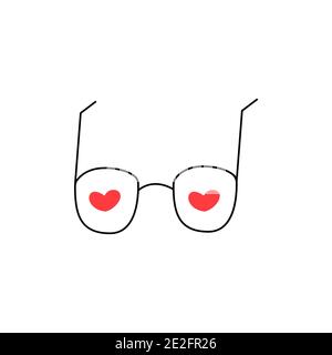 Bicchieri con cuori all'interno. Sentimento d'amore, giorno di San Valentino. Il 14 febbraio. Vettore isolato illustrazione doodle disegnata a mano Illustrazione Vettoriale