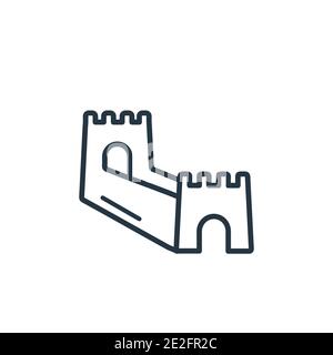 Grande parete di cina contorno vettore icona. Sottile linea nera grande parete dell'icona della cina, vettore piatto semplice elemento illustrazione dal concetto asiatico modificabile Illustrazione Vettoriale