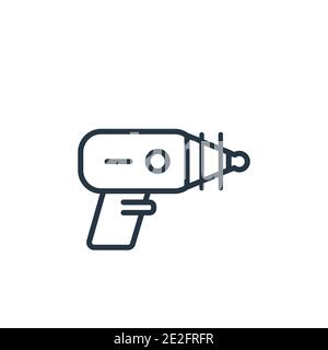 Icona vettore contorno blaster pistola. Sottile linea nera pistola blaster icona, vettore piatto semplice elemento illustrazione da editabile astronomia concetto isolato su Illustrazione Vettoriale