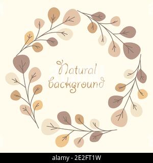 Illustrazione vettoriale delle foglie di decorazione. Cornice natura autunno. Biglietti d'auguri Illustrazione Vettoriale