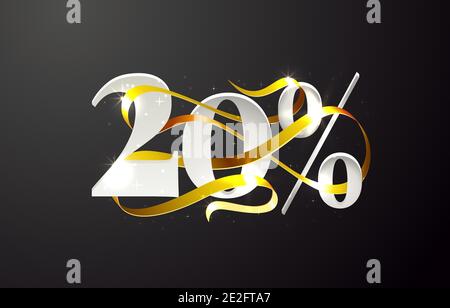 Sconto sconto 20 su nastro, offerta limitata. Illustrazione vettoriale Illustrazione Vettoriale