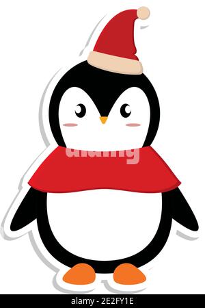 Isolato pinguino di natale. Personaggio di Natale - illustrazione vettoriale Illustrazione Vettoriale