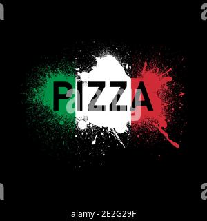 Etichetta pizza o Poster - disegno modello splash Illustrazione Vettoriale