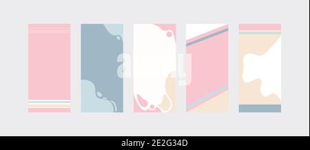 blogger insieme di sfondi per storie, cartoni animati moderni e stile piatto per il tuo vlog Illustrazione Vettoriale