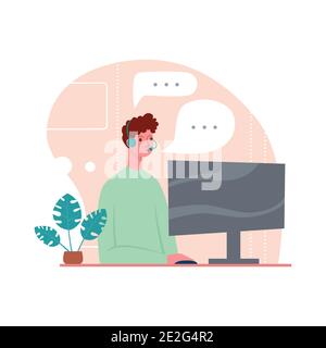 Concetto di progettazione piatta di formazione online, formazione e corsi, apprendimento, video tutorial. Illustrazione vettoriale per banner di sito web, materiale di marketing Illustrazione Vettoriale