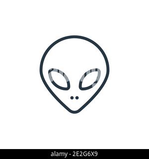 Icona vettoriale contorno testa extraterrestial. Icona testa extraterrestial nera a linea sottile, vettore piatto illustrazione di un elemento semplice da un'astronomia modificabile c Illustrazione Vettoriale