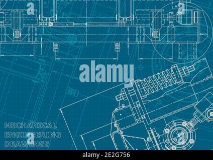 Sistemi di progettazione assistita da computer. Illustrazione tecnica, sfondo. Stile aziendale Illustrazione Vettoriale