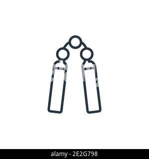 Icona vettore di contorno Nunchaku. Icona nunchaku nera sottile, vettore piatto semplice elemento illustrazione da modificabile asiatico concetto isolato su bianco bac Illustrazione Vettoriale