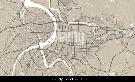 Mappa dettagliata dell'area amministrativa della città di Taipei. Illustrazione vettoriale priva di royalty. Panorama cittadino. Mappa turistica grafica decorativa del territ Taipei Illustrazione Vettoriale