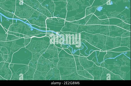 Mappa dettagliata dell'area amministrativa della città di Glasgow. Illustrazione vettoriale priva di royalty. Panorama cittadino. Mappa turistica grafica decorativa di Glasgow terrr Illustrazione Vettoriale