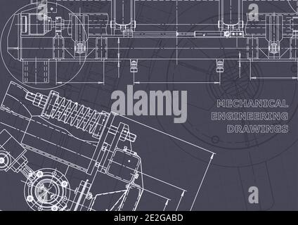 Sistemi di progettazione assistita da computer. Illustrazioni tecniche, sfondo Illustrazione Vettoriale