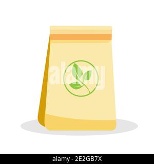 Imballaggio per prodotti di materiali riciclati. Sacchetto di carta eco Illustrazione Vettoriale