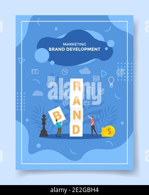 brand development persone comporre i caratteri del marchio per modello di banner, volantino, libri copertina, rivista con forma liquida flat stile vettoriale illustrazione Foto Stock