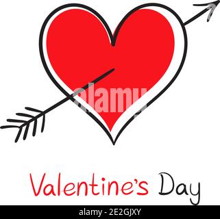 Valentine cuore trafitto freccia con testo Illustrazione Vettoriale