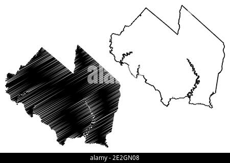 Cumberland County, New Jersey (Stati Uniti, Stati Uniti d'America, Stati Uniti, Stati Uniti, Stati Uniti) mappa vettoriale, schizzo della mappa Cumberland Illustrazione Vettoriale