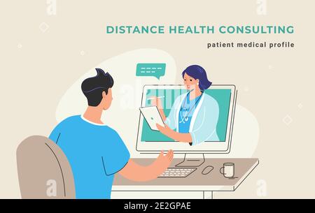 Profilo elettronico del paziente o consulenza medica online Illustrazione Vettoriale