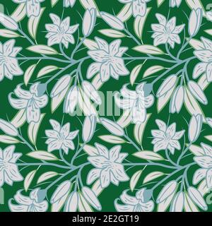 Modello senza cuciture con gigli. Illustrazione di gigli bianchi. Illustrazione Vettoriale
