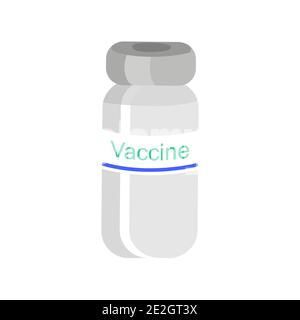 Vaccino in flaconcino per iniezione. Vaccinazione contro il coronavirus, influenza. Illustrazione Vettoriale