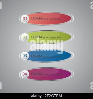 Set di modelli di striscioni lucidi per il design aziendale, infografiche, report, opzioni di numeri, presentazione delle procedure o layout del flusso di lavoro.Illustrazione vettoriale. Illustrazione Vettoriale