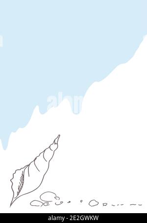 Estate, blu mare e bianco sfondo-vettore Illustrazione, schizzo, a mano libera disegno-shell Illustrazione Vettoriale