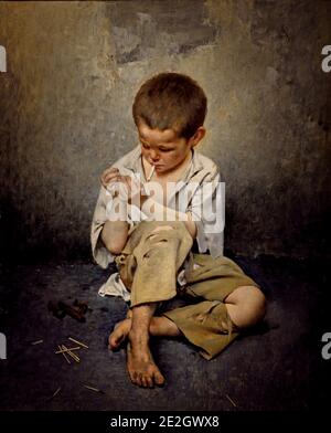 Street Child, Fernand Pelez 1843 – 1913 pittore francese di origine spagnola che lavorò a Parigi. Pelez ha ritratto le questioni sociali in uno stile realistico. La Francia, Foto Stock