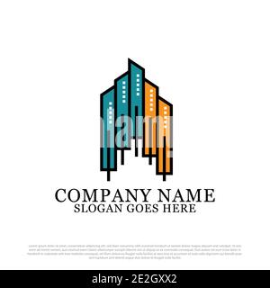 vettore di logo immobiliare appartamento, ideale per l'ispirazione del logo edilizio e edilizio Illustrazione Vettoriale