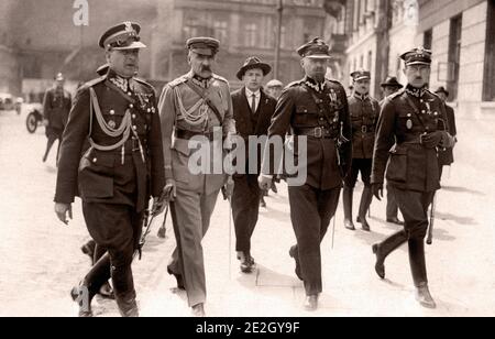 Il Maresciallo Pilsudski sulle elezioni presidenziali il giorno 31 maggio 1926. Jozef Klemens Pilsudski (1867 - 1935) era un statista polacco che ha servito come capo di stato Foto Stock