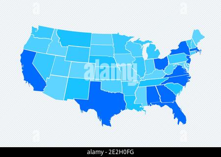 Blue USA mappa divisa Illustrazione Vettoriale
